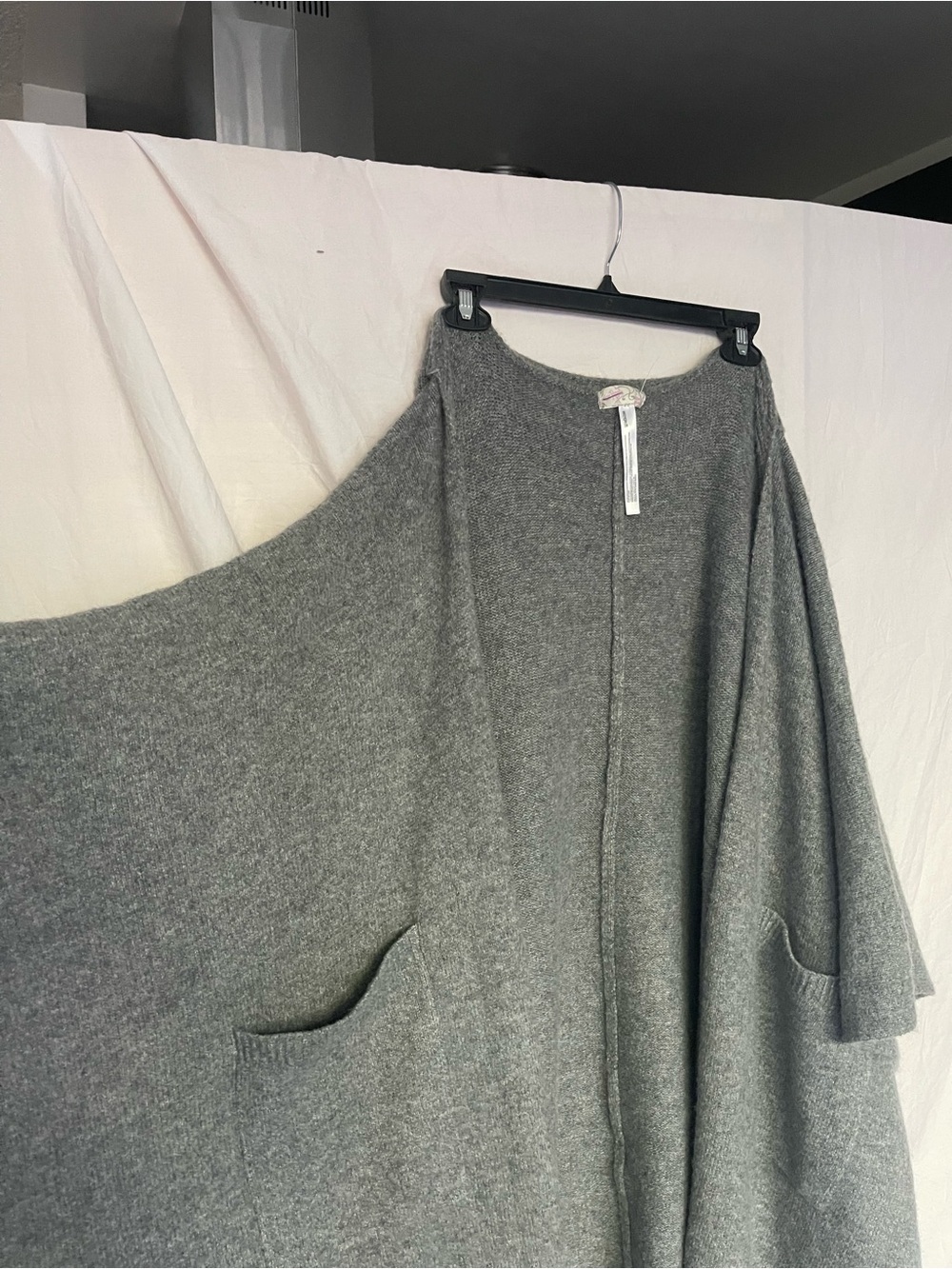 Free People Ellie Scarf Wrap Duster Sweater Kimono Grey Boho Contemporary Size L - Picture 10 of 16